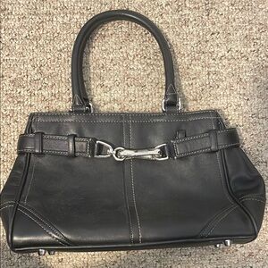 Coach Black Leather Satchel with Structured Design